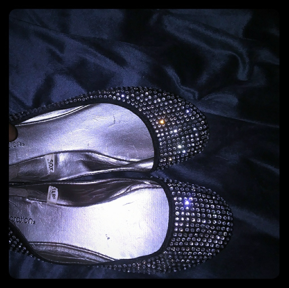 Rhinestone flat shoes